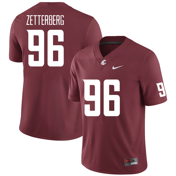 Men #96 Johan Zetterberg Washington State Cougars College Football Jerseys Sale-Crimson